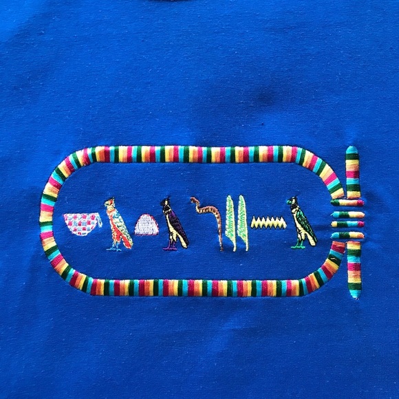 NWOT 100% Egyptian Cotton Hieroglyphic Embroidered - Picture 3 of 7